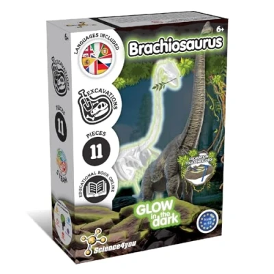 Imagen de Science4you Brachiosaurus Fossil Escavation Kit de Excavaciones Fosiles Que Brilla en la Oscuridad, Dinosaurios Juguetes para Niños, 11 Piezas, Juegos, Juguetes, Regalo Niños y Niñas 6+ Años