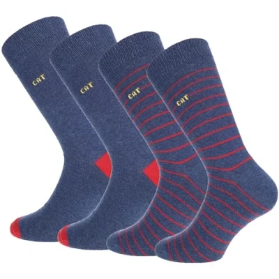Imagen de Caterpillar 4 Pares Calcetines Hombre Fantasía Algodón Azul Líneas 41 45