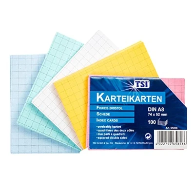 Imagen de TSI 65858 Tarjetas, 100 hojas por ambos lados de cuadrícula, A8