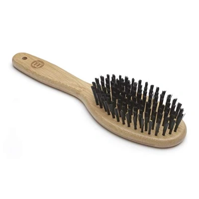 Imagen de Mikki Cepillo de Mano Hecho Bambú para Eliminar el Pelo Durante la Muda Mediante un Masaje Corto y Medio, Perros Gatos, Acicalar Pelajes Desaliñados, Grande 80 g