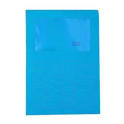 Imagen de Blasetti SINTEX Carpetas portadocumentos con ventana AZUL archivador documentos para oficina, formato A4, paquete de 50 unidades, papel usado 120 g, abierta por dos lados
