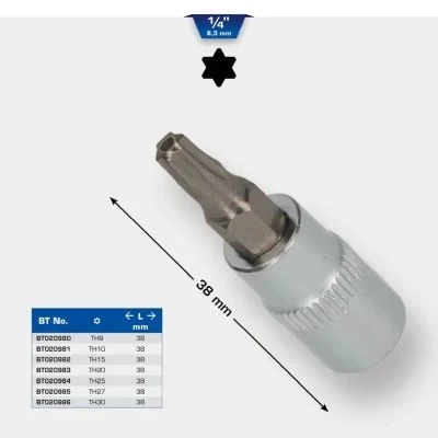 Imagen de BRILLIANT TOOLS BT020984 Llave de vaso con punta Torx 1/4&quot;, orificio frontal, TB25 [Powered by KS TOOLS]