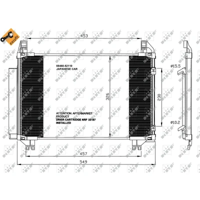 Imagen de NRF EASY FIT 35652 Condensador con secador, junta anular 15,5 10,2 Aluminio 480 TOYOTA: Yaris III Hatchback, II Hatchback
