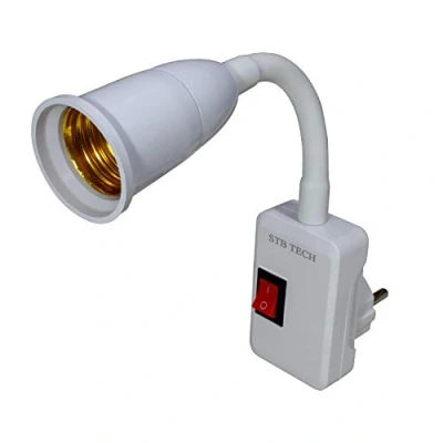 Imagen de STBTECH Portalámparas E27 con Brazo Flexo, Adaptador Casquillo Gordo Interruptor y Enchufe UE, Rotación de 360, el Normal Bombillas, para Dormitorios, Cocinas, Pasillos