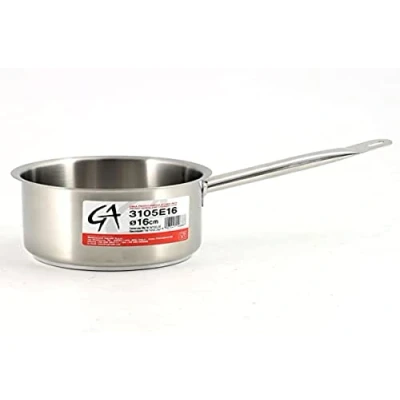 Imagen de Pentole Agnelli Ollas Alta Cazuela con Mango Tubular de Acero Inoxidable, Plata, 2.2 l