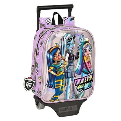Imagen de MONSTER HIGH Mochila Guardería con Carro Safta, Ideal para Niños de Diferentes Edades, Cómoda y Versátil, Calidad Resistencia, 22x10x27 cm, Color Lila
