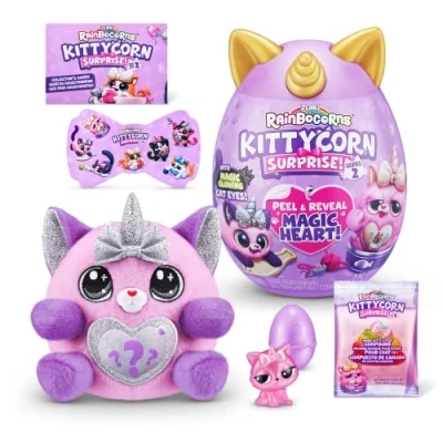 Imagen de Rainbocorns Kittycorn Surprise Series 7, Bengal Cat Peluche Coleccionable 10 sorpresas para desempaquetar, pelar y revelar corazón, Pegatinas, a Partir de 3 años (Gato Bengala)