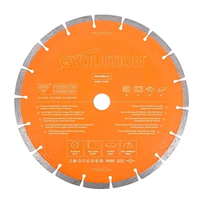 Imagen de Evolution Hoja de diamante prémium 255 mm para cortadora disco con elevada concentración diamante, borde segmentado y orificio 22,2