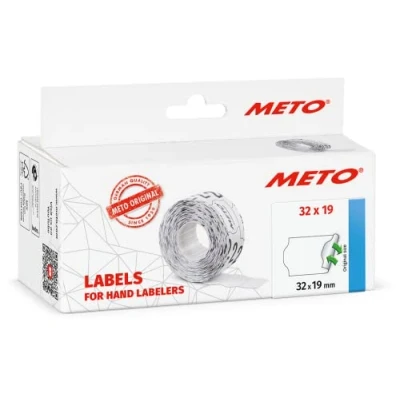 Imagen de Etiquetas Meto para etiquetadoras manuales (32x19 mm, 2 línea, blanco, 5.000 unidades, removibles, Meto, Contact, Sato, Avery, Tovel, Samark, etc.)