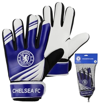 Imagen de Chelsea F.C. Guantes de Portero para Niños, Fútbol Talla 5 y 7 con Palma Látex Antideslizante (Talla 5)