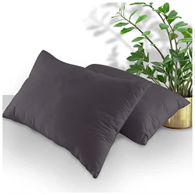 Imagen de GC GAVENO CAVAILIA Housewife Juego de 2 Fundas Almohada Transpirables estándar, Lisas con Cierre sobre, carbón, 74 x 48 cm, 708742