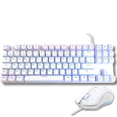 Imagen de The G Lab Combo Mercury Pack de Teclado y Ratón para Gamer mecánico programable Gaming Tkl, RGB, Switch Red, Azerty 6 Botones 7200 dpi [Blanco] New