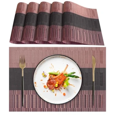 Imagen de Lumaca Manteles Individuales Lavables, Juego de 6 Salvamanteles (70% PVC y 30% Poliéster), Fácil Limpieza, Resistentes al Calor, Antideslizantes, para Mesa Cocina Restaurantes,Rojo