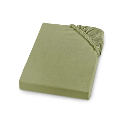 Imagen de sleepling Comfort Sábana Bajera de Franela Suave, Fabricada en Alemania, 100% Algodón, para Colchones hasta 23 cm Altura, Banda Elástica Circular, 90 x 200, Verde Lima