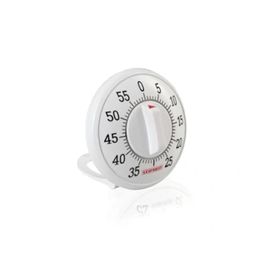 Imagen de Leifheit Minutero de cocina con mecanismo cuerda, temporizador analógico gran ayuda a la hora preparar sus recetas , regulable hasta 60 minutos, cronómetro color blanco