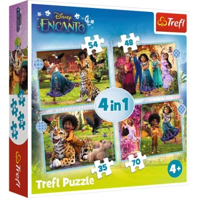 Imagen de Trefl 4en1, de 35 a 70 Elementos Rompecabezas con Personajes Cuentos Hadas Disney Encanto, Entretenimiento, para niños Partir 4 años Puzzle, Color, mágico (34615)