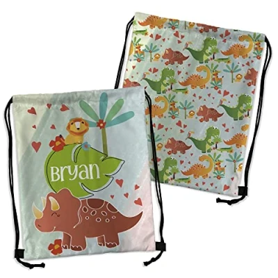 Imagen de LolaPix Bolsa merienda personalizada ANIMALITOS DE FANTASÍA .Dino León Infantil