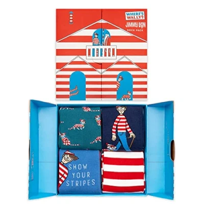 Imagen de Jimmy Lion Pack Regalo Calcetines Where&#039;s Wally. de 4 pares estilo casual, media caña, talla 36 40.