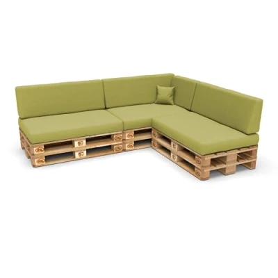 Imagen de POKAR Juego de Cojines 8 Piezas para Europalés: 3X Asiento 120x80cm +3X Respaldo 120x40cm + 1x 60x40cm (Lateral) cojín Decorativo 40x40cm, sofá paletas, sin palés, Lima