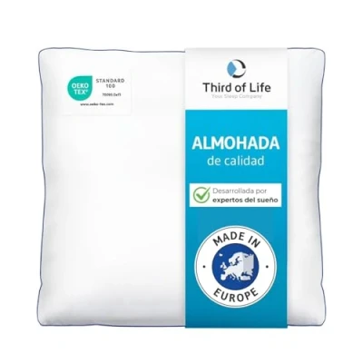 Imagen de Third of Life Almohada 80x80 inSPIRO de Hotel para Dormir Lado, Boca Arriba o Abajo Suave y Ligera Lavable a máquina Ganadora del Premio Alemán Diseño