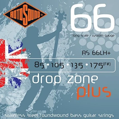 Imagen de cuerdas Rotosound para bajo eléctrico SWING 66 Stainless SETS 4 RS66LH+ DROPZONE+ Custom 85 175