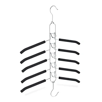 Imagen de Relaxdays Percha Múltiple Ahorra Espacio, 5 Colgadores Acolchados, Vertical y Horizontal, Antideslizante, Negro/Plateado, Hierro, 45 x 35,5 2 cm