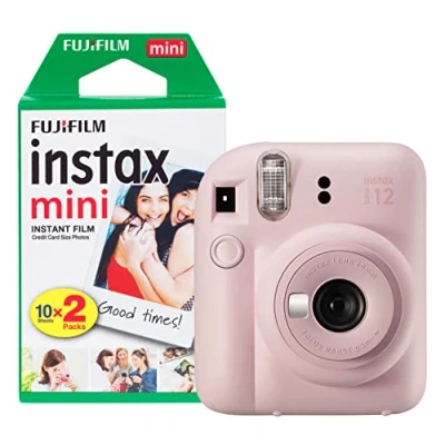 Imagen de Fujifilm Instax Mini 12 Cámara instantánea con Paquete de 20 películas Disparo, Rosa Flor