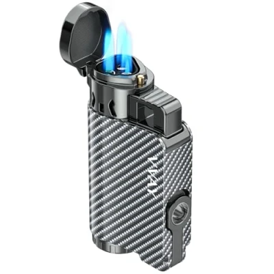 Imagen de VVAY Jet Flame Mechero de Gas Recargable con 3 Llamas Tipo soplete, Vendido sin Gas, Regalo Hombre cumpleaños