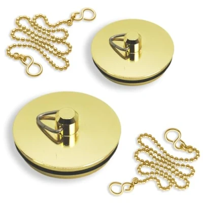 Imagen de SISI UK® Tapón de latón para lavabo o ducha, 45 mm y 37 mm, cadena bolas pulido gancho en S