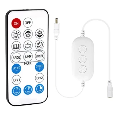 Imagen de PAUTIX Atenuador Remoto RF para Tiras de luces LED un Solo Color, Control Inalámbrico 18teclas DC5 24V Tira 3528/2835/5050