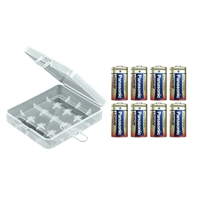 Imagen de CR123A Panasonic Lote de 8 Pilas Litio 3V, en Caja Protectora plástico Transparente