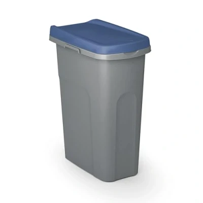 Imagen de Cubo de basura con tapa plástico gris/azul 25L