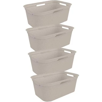 Imagen de Rotho Brisen Juego de 4 cestas lavandería 40l, Plástico (PP) sin BPA, beige, x 40l (59.6 39.6 23.2 cm)