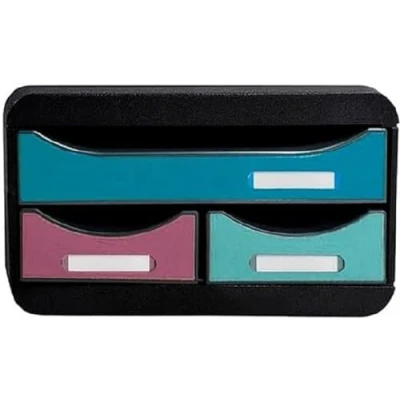 Imagen de Exacompta Ref. 311606D SMALL BOX MINI 3 cajones Skandi 1 cajón para documentos en formato A4+ 2 finos accesorios pequeños, bolígrafos, notas, dimensiones 34,7 x 27,8 13,5 cm
