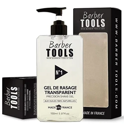 Imagen de ✮ BARBER TOOLS Gel de afeitado transparente 150 ml Para un preciso los contornos la barba (visibilidad, deslizamiento y máxima protección) MADE IN FRANCE