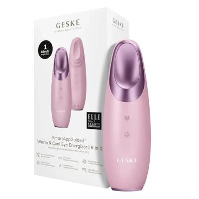 Imagen de GESKE SmartAppGuided™ Warm &amp; Cool Eye Energizer 6 en 1 Masajeador de ojos anti ojeras Eliminar bolsas y párpados caídos Masaje ocular eléctrico
