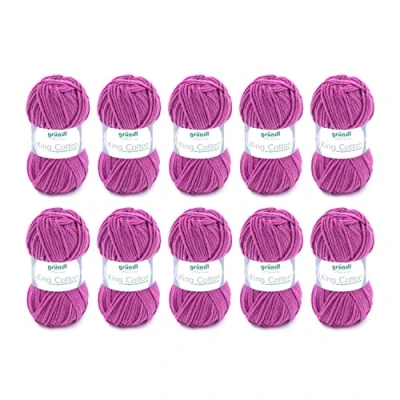 Imagen de Gründl King Cotton (Hilo Suave y voluminoso para Tejer Hacer Ganchillo Compuesto por 55% de poliacrílico 45% algodón, 50 g / 78 m, tamaño Aguja: 6 7, 10 x g), Fucsia