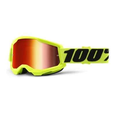 Imagen de Gafas de Ciclismo 100% Strata 2, Amarillo, Lente Espejo Rojo