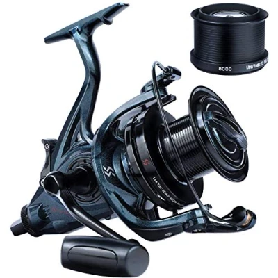 Imagen de Sougayilang carrete de pesca carpa, giratorio suave ultra potente 13+1BB, cuerpo metal 9000/10000/12000, carretes surf para agua salada y dulce, 12000