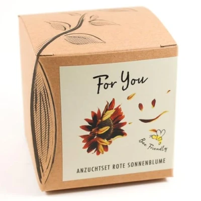 Imagen de Set de cultivo regalo para ti Girasol rojo tarde, incluye maceta, sustrato e instrucciones (idioma español no garantizado)