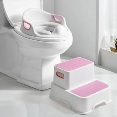 Imagen de DEANIC Adaptador WC Niños con Escalon Infantil, Reductor 2 Almohadillas, Baño para Peldaño, Bebe De 1 a 6 Años, Cojines Cepillo (Rosa)