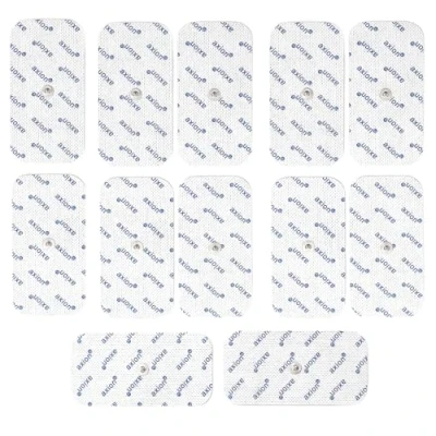 Imagen de 12 electrodos axion de 10x5 cm Compatibles con Beurer y otros electroestimuladores TENS EMS Reutilizables autoadhesivos conector botón 3,5 mm