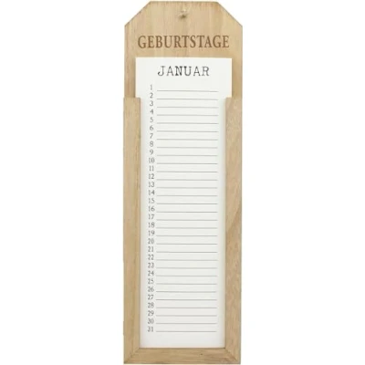 Imagen de khevga Pizarra de notas madera Calendario cumpleaños 38 x 12 cm