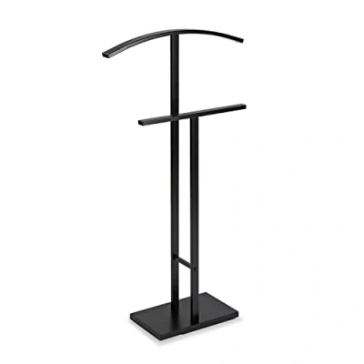 Imagen de Versa Lund Galán de Noche Moderno Multifuncional con 2 Perchas o Colgadores para Ropa Hombre Mujer, Medidas (Al x L An) 100 20 52 cm, Acero, Color Negro