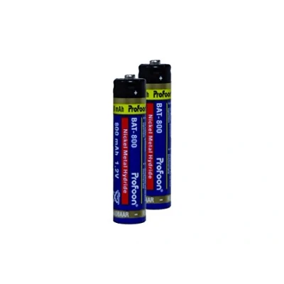 Imagen de PROFOON BAT 800 AAA, Pilas NiMH, 1,2 voltios, mAh, número: 2, Ancho 1,1 cm, Alto 4,5 Fondo Gris Negro