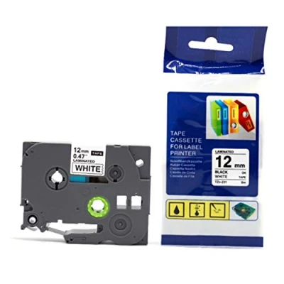 Imagen de STARWAVE Compatible for Brother P Touch Printer Label Tape TZe 231 TZ 12mm Black on White Laminated Ribbons