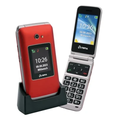 Imagen de Olympia Vitus 2G Teléfono móvil para Personas Mayores, Plegable con Teclas Grandes, Compatible audífonos, Smartphone botón de Emergencia y función SOS, Pantalla a Color,