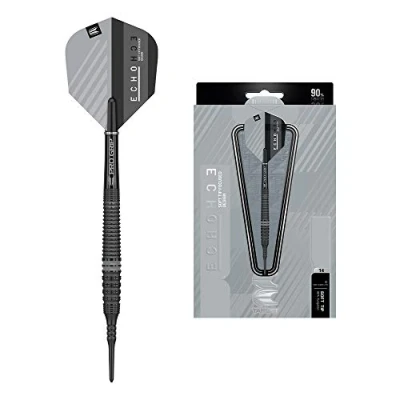 Imagen de TARGET 20g 90% Soft Tip Set Darts Echo 14 Juego de Dardos Punta Suave tungsteno 20 g, Unisex, Negro/Gris