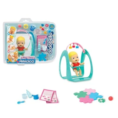 Imagen de Cicciobello Amicicci, Balancín con muñeco bebé blandito y elástico, Accesorios un Columpio, móvil puzle, para Jugar a Las comiditas, +3, Envío de Modelo Aleatorio, Famosa (CC000100)