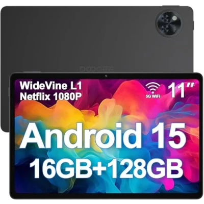 Imagen de DOOGEE 2025 Android 15 Tablets U11 Tablet 11 Pulgadas, 16GB RAM+128GB ROM (TF 2TB), 8580mAh, Octa Core,5G WiFi Widevine L1 Netflix Bluetooth 5.0 13MP+5MP GPS OTG Negro
